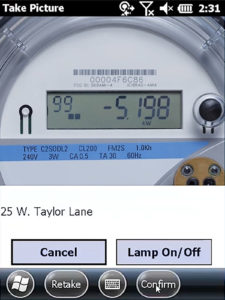 Close up of mobile device that tracks sites and work done.